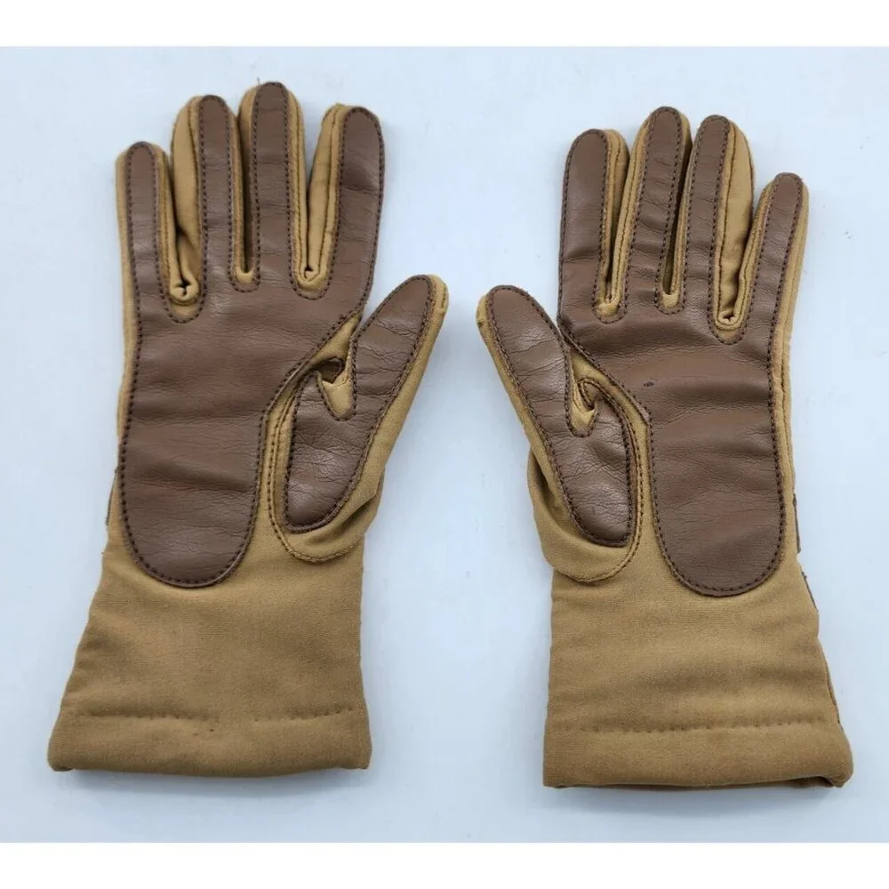 VTG Leggs Sheer Energy Tan & Brown Driving Riding‎ Gloves Women’s One Size